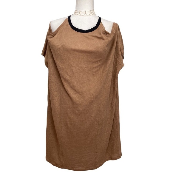 Maje Linen Mini Dress Silk Trim Cutout Shoulders - Picture 4 of 8